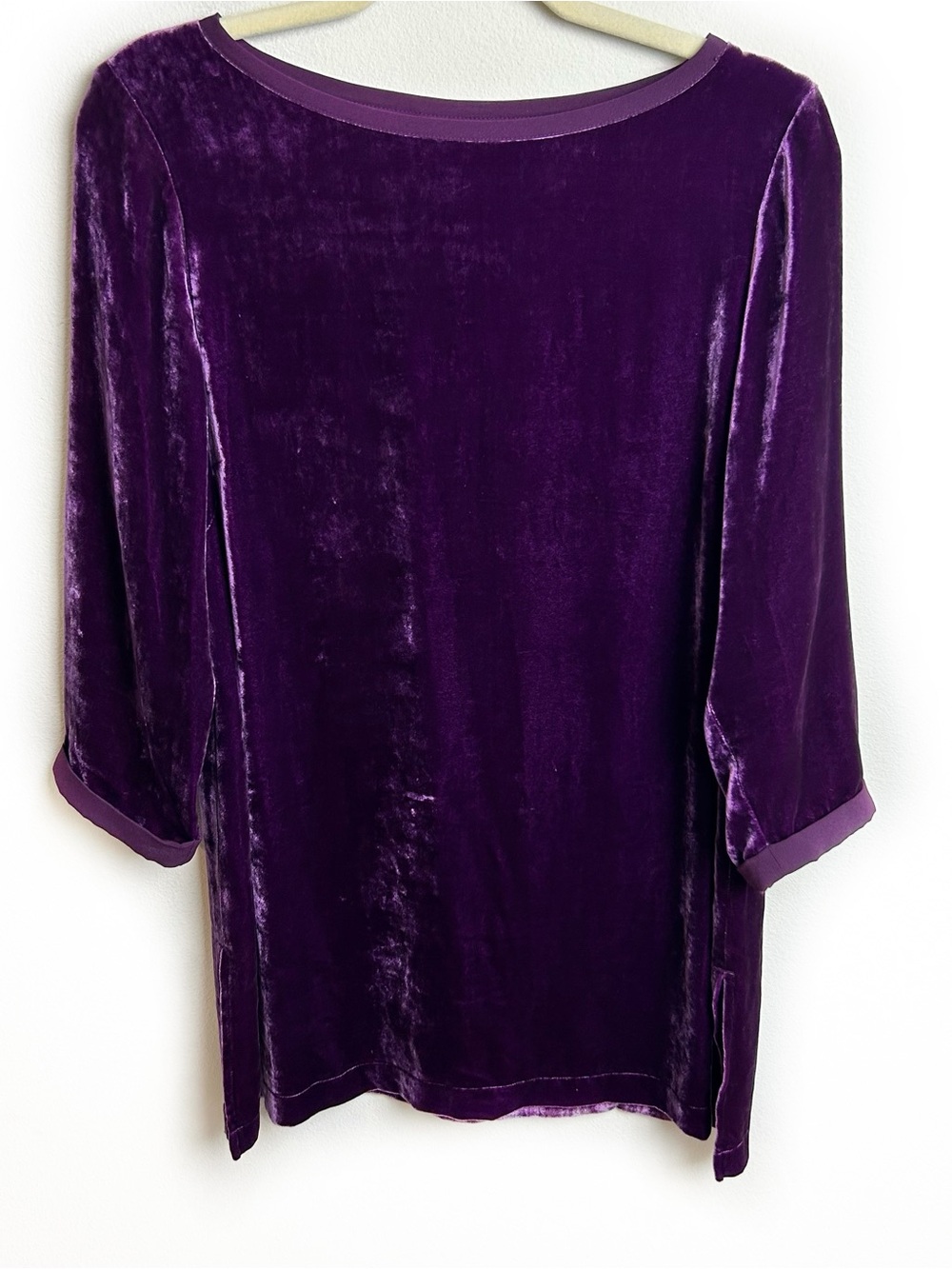 J. Jill Aubergine Purple Velvet Tunic Top Rayon Silk Blend Sz S